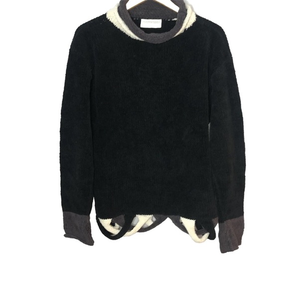 EDEL MACBRIDE Sweater Ireland Hand Made High Roll Neck Chenille Knit Black Large - Picture 5 of 16